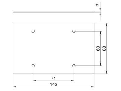 Ma�zeichnung 1 OBO T12L P02S 9011 Abdeckplatte o  Lochbild f  T12L