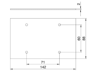 Ma�zeichnung 2 OBO T12L P02S 9011 Abdeckplatte o  Lochbild f  T12L