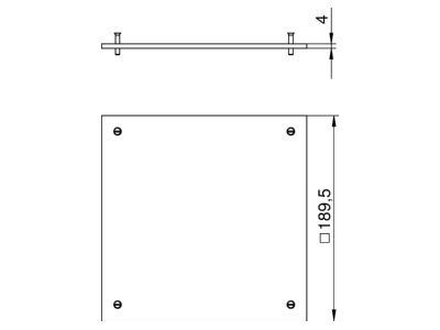 Dimensional drawing 1 OBO DU 121 Service box for underfloor installation
