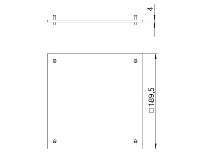Dimensional drawing 2 OBO DU 121 Service box for underfloor installation