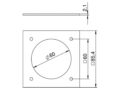 Dimensional drawing 1 OBO T8NL PCEE 9011 Cover plate for installation units
