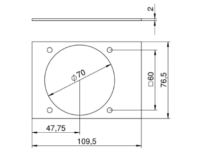 Dimensional drawing 1 OBO T4B P5S 9011 Cover plate for installation units
