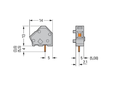 Mazeichnung WAGO 236 101 GDS Einzelklemme