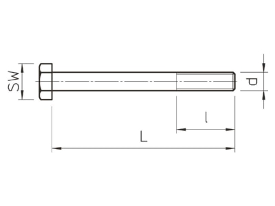 Dimensional drawing 1 OBO SKS 12x100 F Hexagon head bolt M12x100mm
