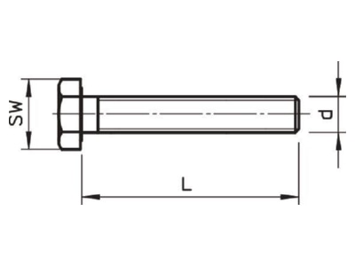 Dimensional drawing 2 OBO SKS 12x100 F Hexagon head bolt M12x100mm