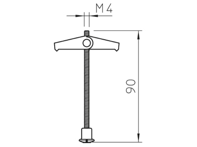 Dimensional drawing 2 OBO 451 M4x95 G Toggle fixing with thread tap 95x4