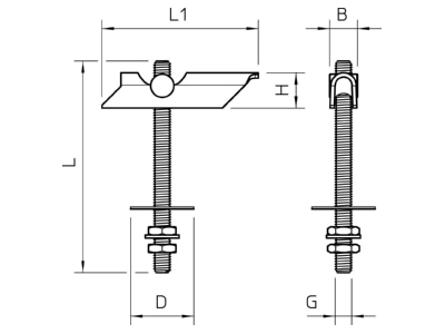 Dimensional drawing 1 OBO KD 8 100 Toggle fixing with thread tap 100x8
