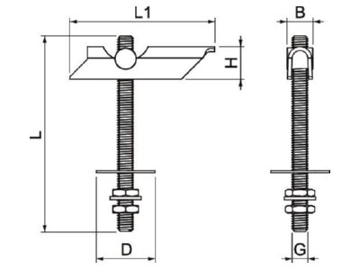 Dimensional drawing 2 OBO KD 8 100 Toggle fixing with thread tap 100x8