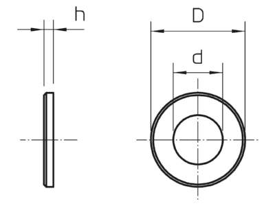 Dimensional drawing 2 OBO WS M10 D20 A2 WasherID 10 5mmOD 20mm 966 M10 VA