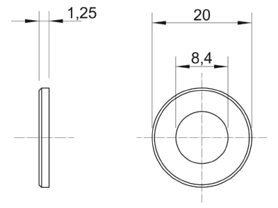 Dimensional drawing 3 OBO WS M8 G20 G WasherID 8 4mmOD 20mm