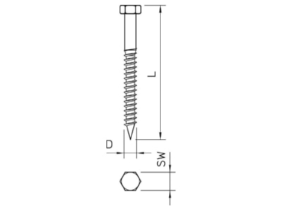 Dimensional drawing 1 OBO HHWS 12x80 G Hexagon head wood screw 12x80mm 12400 12x80 G
