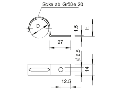 Dimensional drawing 3 OBO 1015 RB 20 G Mounting strap 20mm