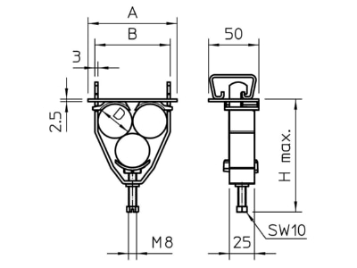 Dimensional drawing 2 OBO 2056U E37 FT One piece strut clamp 34   37mm