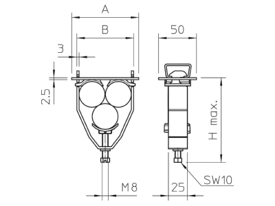 Dimensional drawing 2 OBO 2056 E 31 FT One piece strut clamp 28   31mm