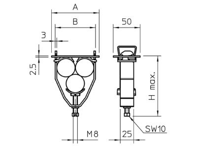 Dimensional drawing 1 OBO 2056 E 37 FT One piece strut clamp 34   37mm
