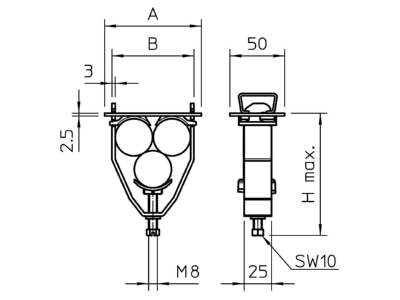 Dimensional drawing 2 OBO 2056 E 37 FT One piece strut clamp 34   37mm