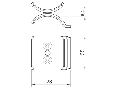 Dimensional drawing 2 OBO 2058 M2 22 FT Shell for cable clamp 22mm

