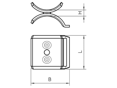 Dimensional drawing 3 OBO 2058 M2 22 FT Shell for cable clamp 22mm