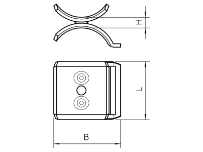 Dimensional drawing 1 OBO 2058 M2 34 FT Shell for cable clamp 34mm
