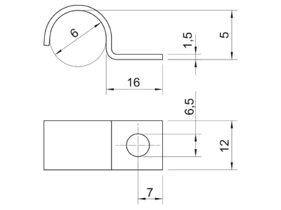 Mazeichnung 3 OBO 1015 6 G Befestigungsschelle Gl verz 
