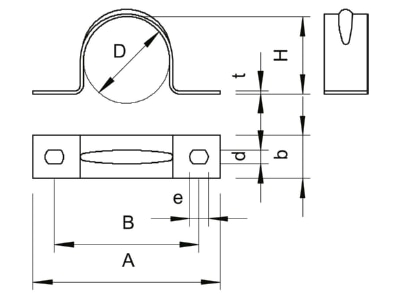 Dimensional drawing 2 OBO 605 16 ALU Mounting strap 16mm
