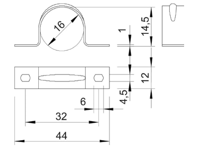 Dimensional drawing 3 OBO 605 16 ALU Mounting strap 16mm