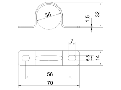 Mazeichnung 3 OBO 605 35 G Befestigungsschelle galv vz