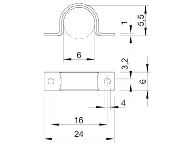 Dimensional drawing 2 OBO WN 7855 B 6 Mounting strap 6mm
