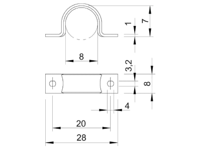 Dimensional drawing 2 OBO WN 7855 B 8 Mounting strap 8mm
