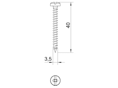 Dimensional drawing 3 OBO 4758 3 5x40 Chipboard screw 3 5x40mm