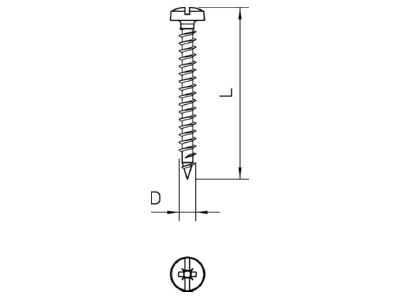 Dimensional drawing 2 OBO 4758 4 0X30 Chipboard screw 4x30mm
