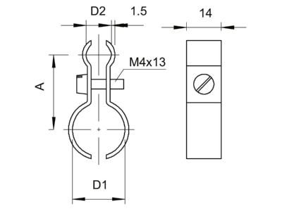 Mazeichnung 2 OBO 1020 14 18 G Spanndrahtschelle