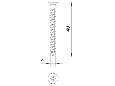Dimensional drawing 3 OBO 4759 4 0X40 Chipboard screw 4x40mm
