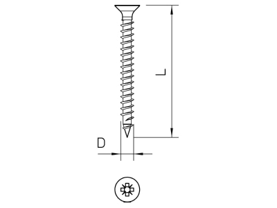 Dimensional drawing 1 OBO 4759 4 0x50 Chipboard screw 4x50mm
