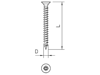 Dimensional drawing 3 OBO 4759 4 0x50 Chipboard screw 4x50mm