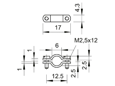 Dimensional drawing 1 OBO 7909 6 G Mounting strap 6mm
