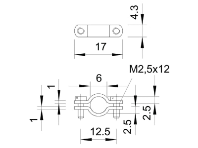 Dimensional drawing 2 OBO 7909 6 G Mounting strap 6mm