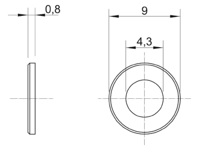 Dimensional drawing 3 OBO WS M4 D09 G WasherID 4 3mmOD 9mm