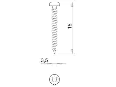 Dimensional drawing 3 OBO 4758T 3 5x15 Chipboard screw 3 5x15mm