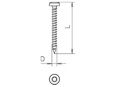Dimensional drawing 1 OBO 4758T 4 0x15 Chipboard screw 4x15mm
