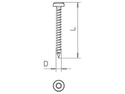Dimensional drawing 2 OBO 4758T 4 0x15 Chipboard screw 4x15mm