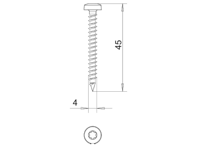 Dimensional drawing 1 OBO 4758T 4 0x45 Chipboard screw 4x45mm
