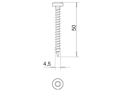 Dimensional drawing 1 OBO 4758T 4 5x50 Chipboard screw 4 5x50mm
