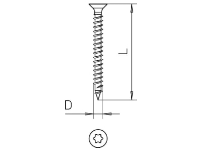 Dimensional drawing 1 OBO 4759T 3 0x30 Chipboard screw 3x30mm

