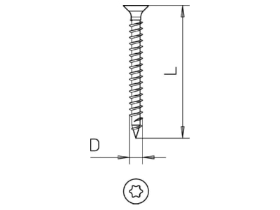Dimensional drawing 2 OBO 4759T 3 5x15 Chipboard screw 3 5x15mm