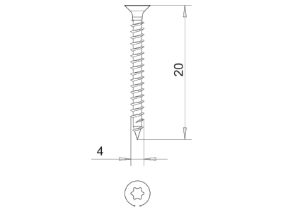 Dimensional drawing 3 OBO 4759T 4 0x20 Chipboard screw 4x20mm