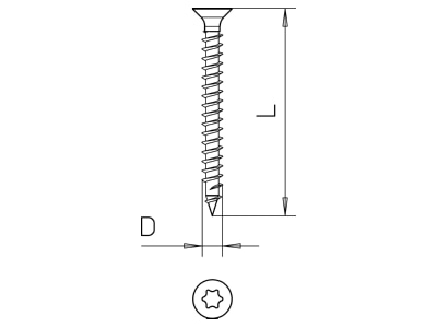 Dimensional drawing 1 OBO 4759T 4 0x40 Chipboard screw 4x40mm
