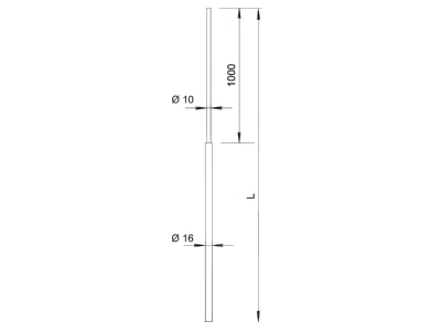 Dimensional drawing 2 OBO 101 VL2500 Interception rod tapered