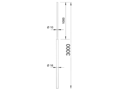 Dimensional drawing 2 OBO 101 VL3000 Interception rod tapered
