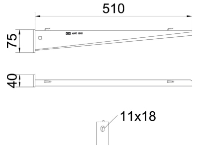 Dimensional drawing 1 OBO AW G 15 51 FT Wall  and profile console
